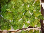 Krispy Kale Chips - a tight fit before they go into the oven